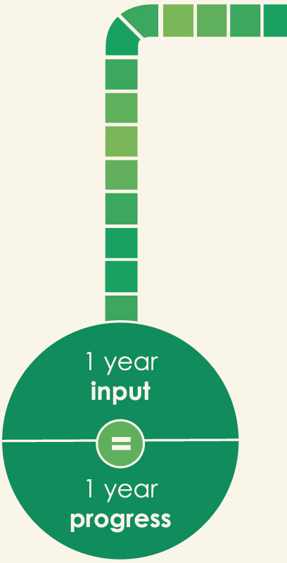 1 year input = 1 year progress